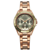 Titan Glamour Quartz Women's  Multifunction Green Dial Rose Gold Stainless Steel Strap Watch  95315KM03